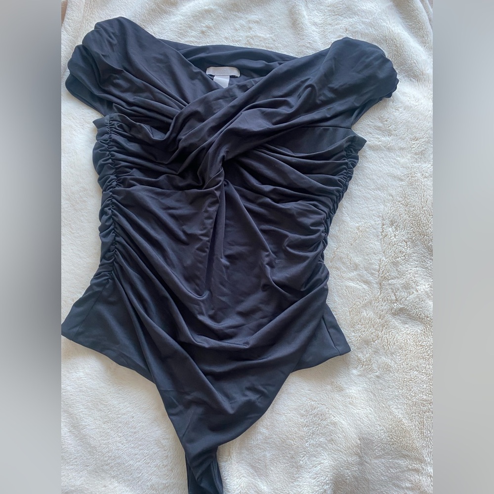 Elegant Black Ruched Women's Top- H&M